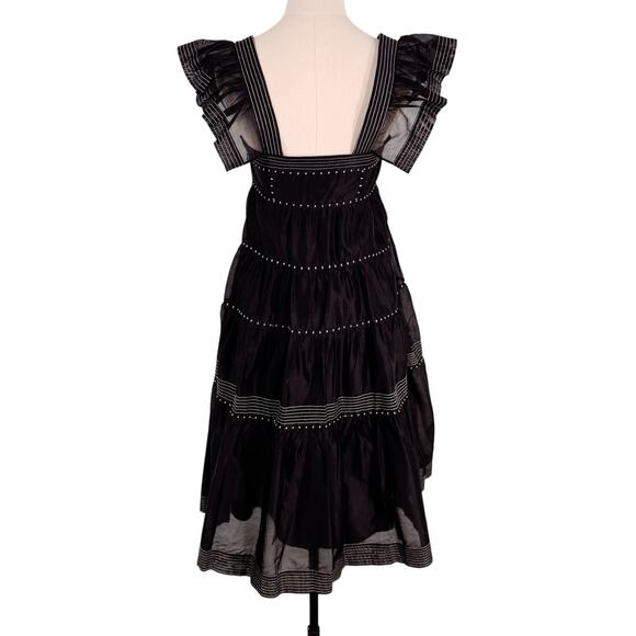 Ulla Johnson Rosalie Midi Dress Black Silk Tiered Prairie Cottagecore Size 4 - Picture 7 of 16